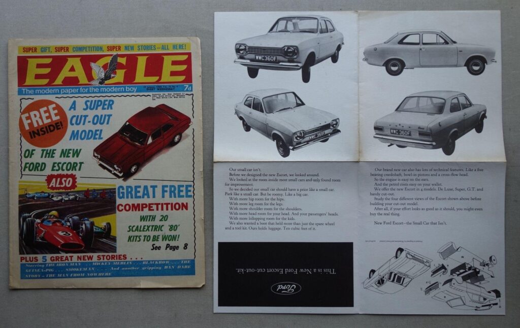Eagle Volume 19 No. 4 cover dated 27th January 1968 with Free Gift Ford Escort Cut-out model