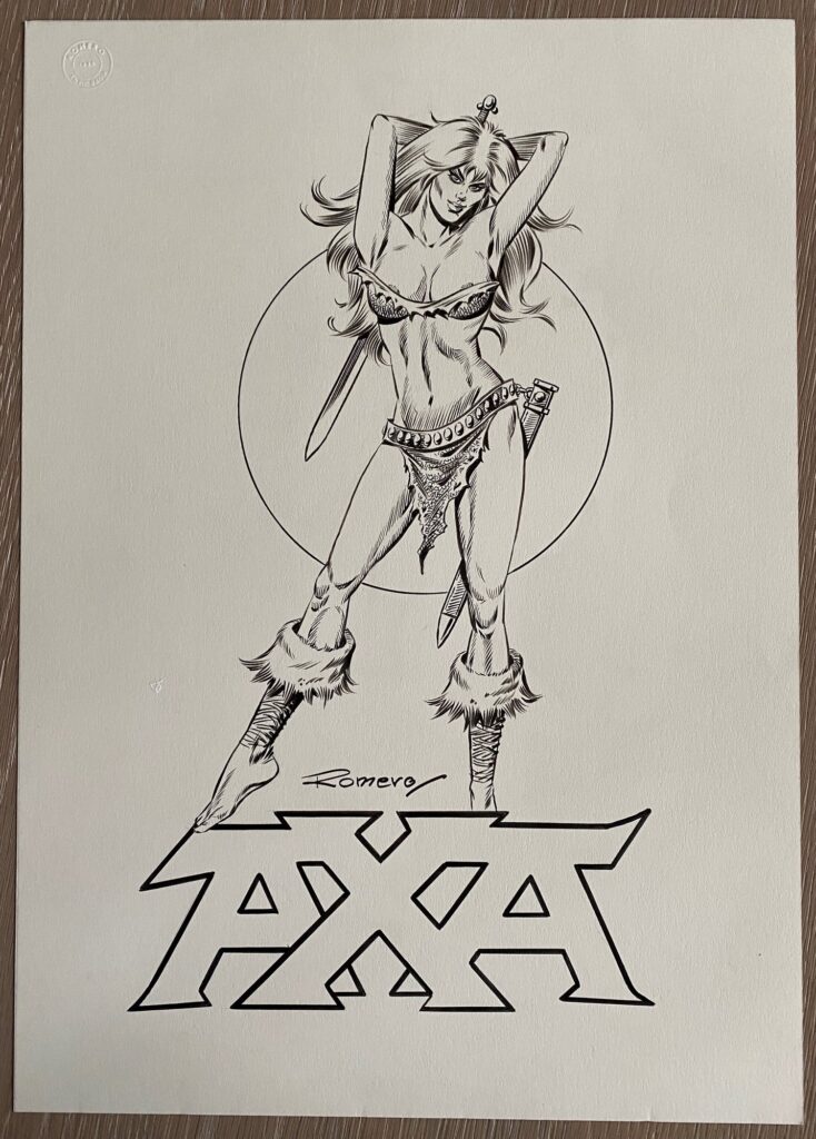 Original Axa drawing, A3 format, in Indian ink, by Spanish artist Enrique Badia Romero
