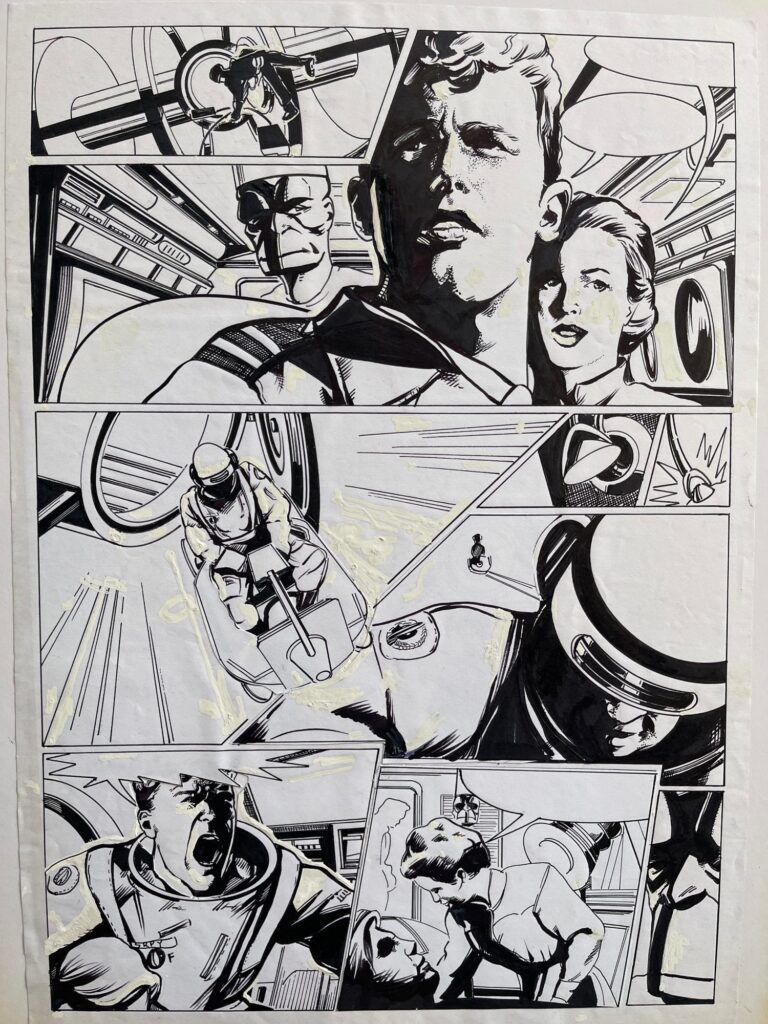 Original ink “Dan Dare” storyboard by Martin Baines for the story published in an early issue of Spaceship Away, dated 2006