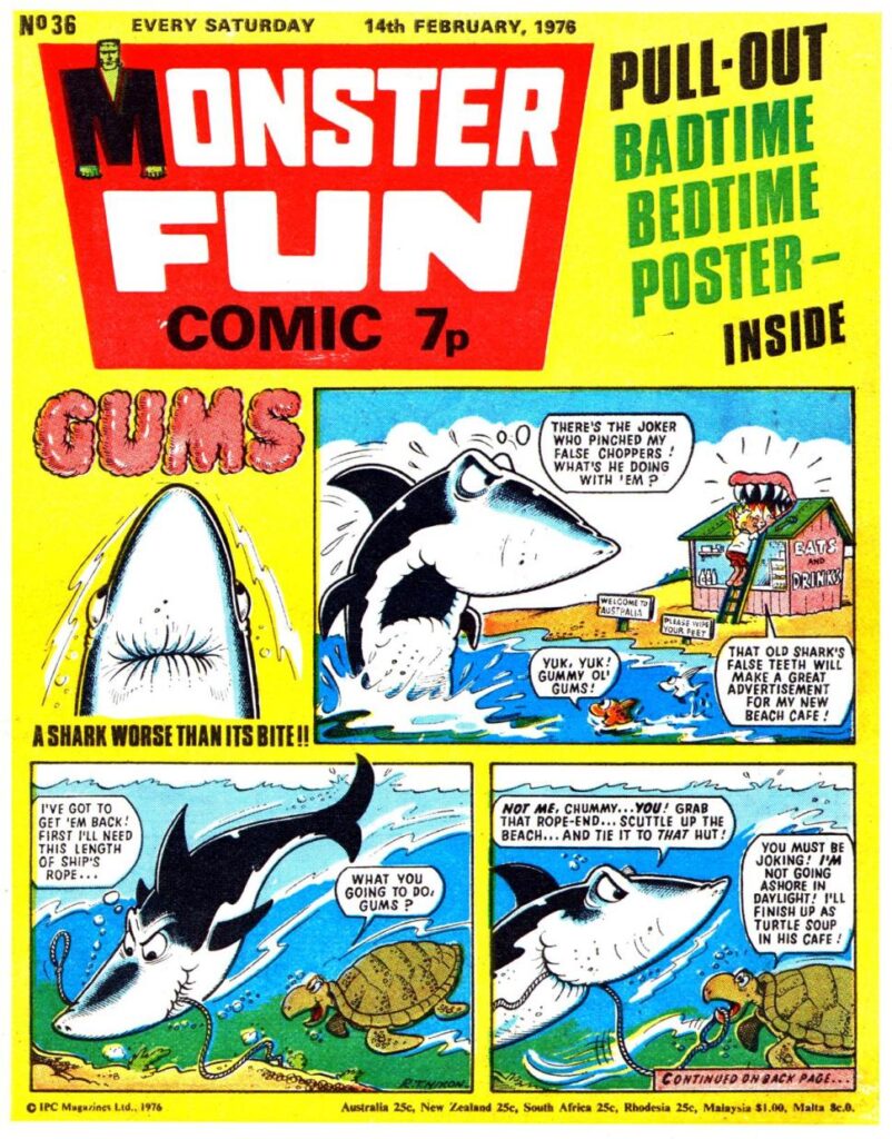 Gums on the cover of Monster Fun, cover dated 14th February 1976