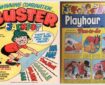 IPC weekly comics montage, early 1982, featuring 2000AD, Buster, Playhour and Tiger