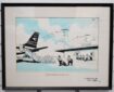 Giles, 9th April 1989 - original art. The caption to this Giles cartoon reads: "Let's get one of these bloody planes up in the air and catch up on some sleep”