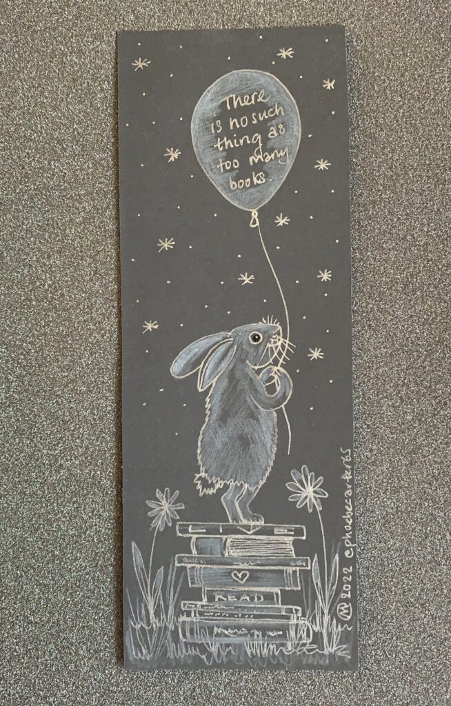 The Bookmark Project: Last year’s donated bookmark by poet and illustrator Phoebe Carter