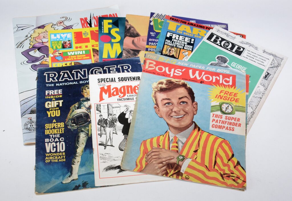 Boys' World, No. 1 (1963); Ranger, No. 1 (1965), with souvenir facsimile of the Magnet, first issue; Ranger, No. 40, final issue (June 18th 1966); Boy's Own Paper, No. 1 (February 1967), with facsimile of the earlier version of B.O.C. (from 1879); Boy Zone, No. 1 (1983); Target, No. 1 (1972); and other No. 1 Boys Magazines. (10)