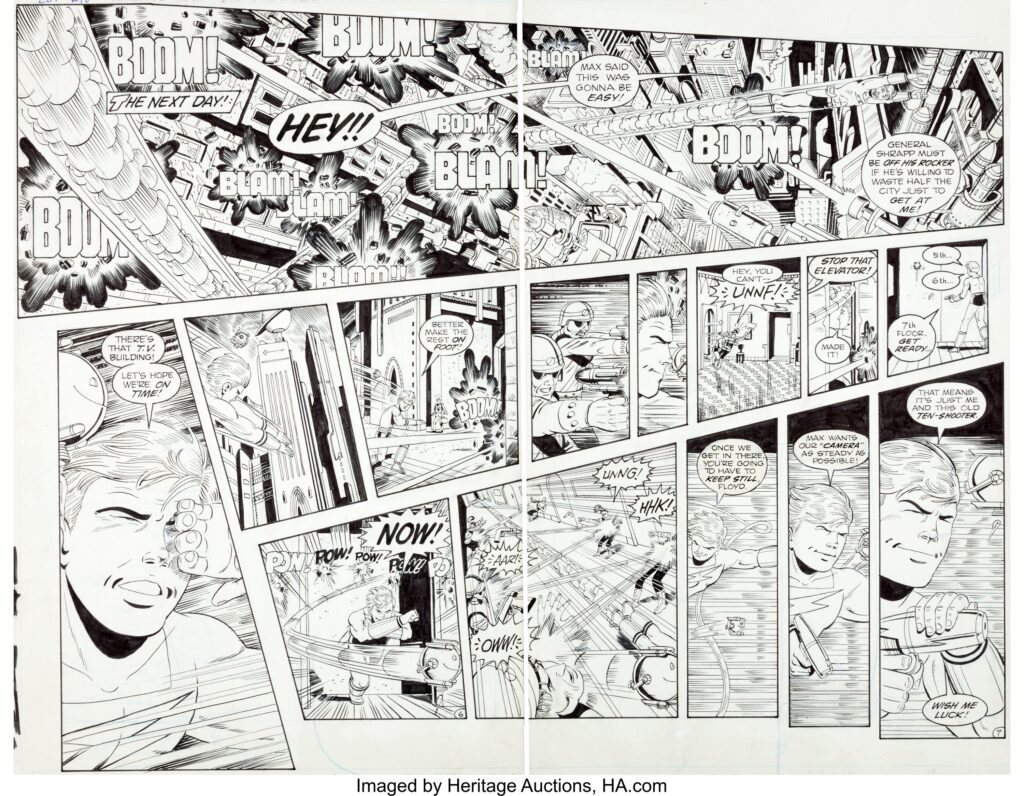 A double page spread from Scott McCloud’s Zot! #10 (Eclipse, 1985), via Heritage Auctions 