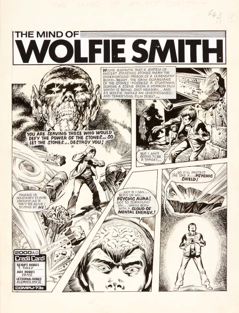 "The Mind of Wolfie Smith" original artwork by Eduardo Vano for 2000AD Prog 139, cover dated 17th November 1979