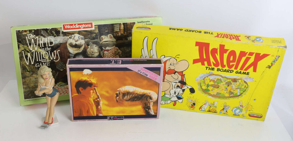 Three film / tv related board games for Asterix, The Wind in the Willows and E.T.
