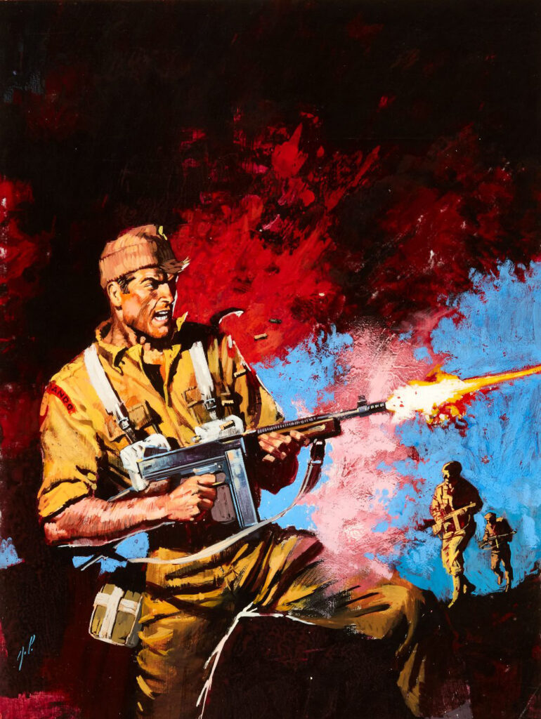 "Maddock's Marauders" original cover artwork (1966), painted and initialled by Jordi Panalva, for Fleetway Super Library Front Line series No 11