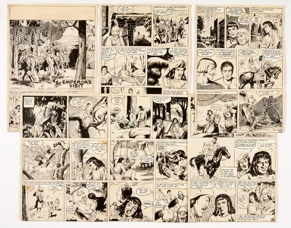 William Tell original six page artwork (1949) - the complete story, "Emperor's Visit", story by Mick Anglo