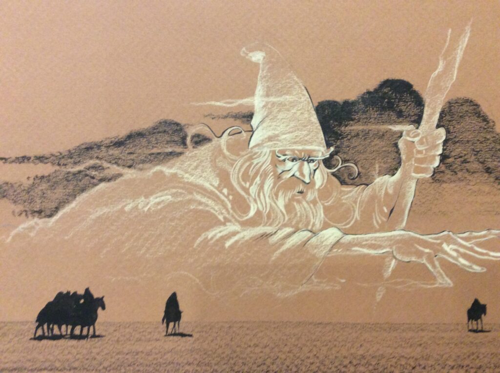 Concept art for Ralph Bakshi’s Lord of the Rings project by Mike Ploog