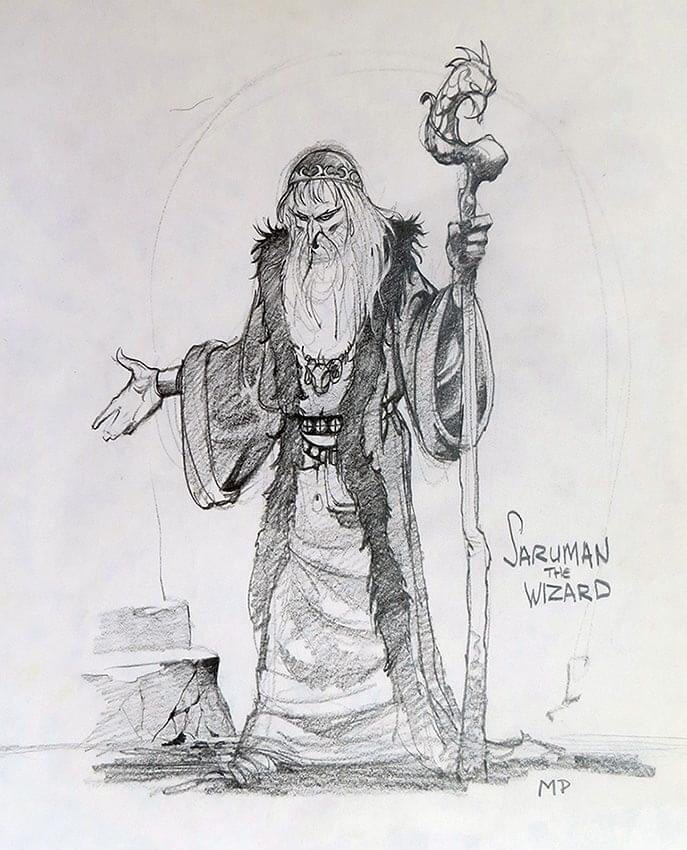 Saruman character design for Ralph Bakshi’s Lord of the Rings project by Mike Ploog