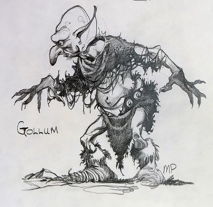 Gollum character design for Ralph Bakshi’s Lord of the Rings project by Mike Ploog