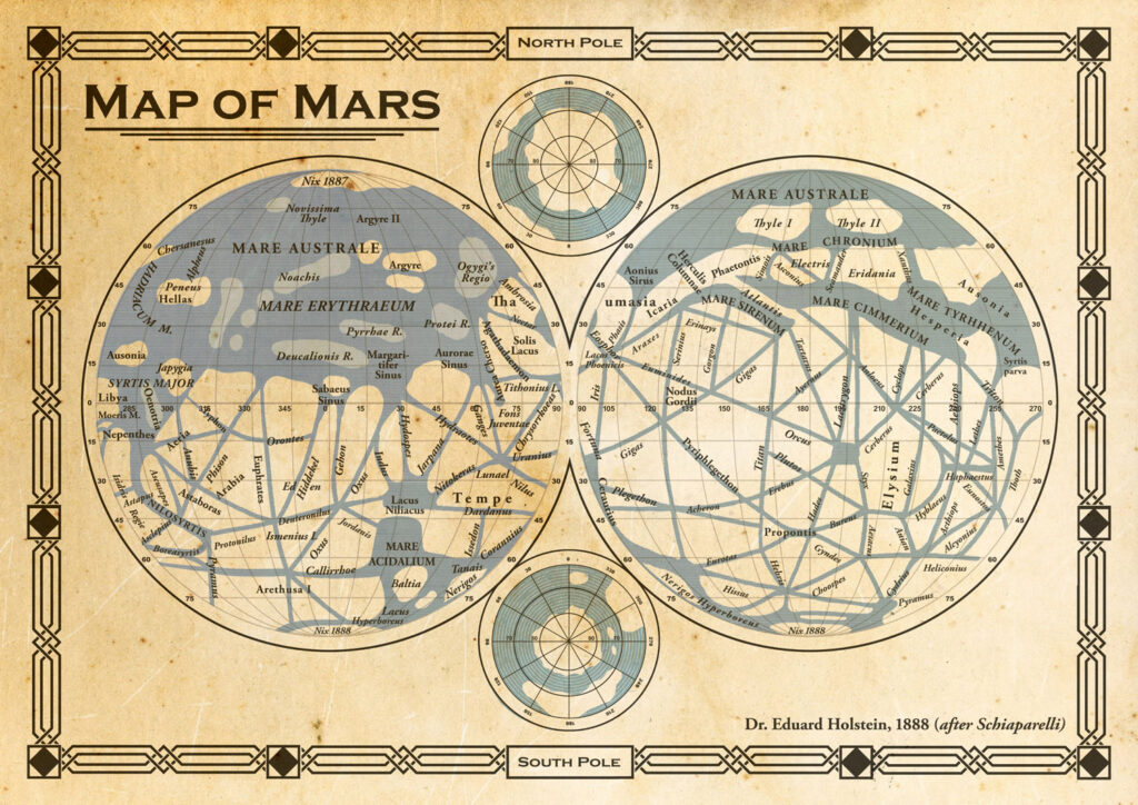 E.M.PRESS Publications - First Men on Mars - Holstein's Map of Mars