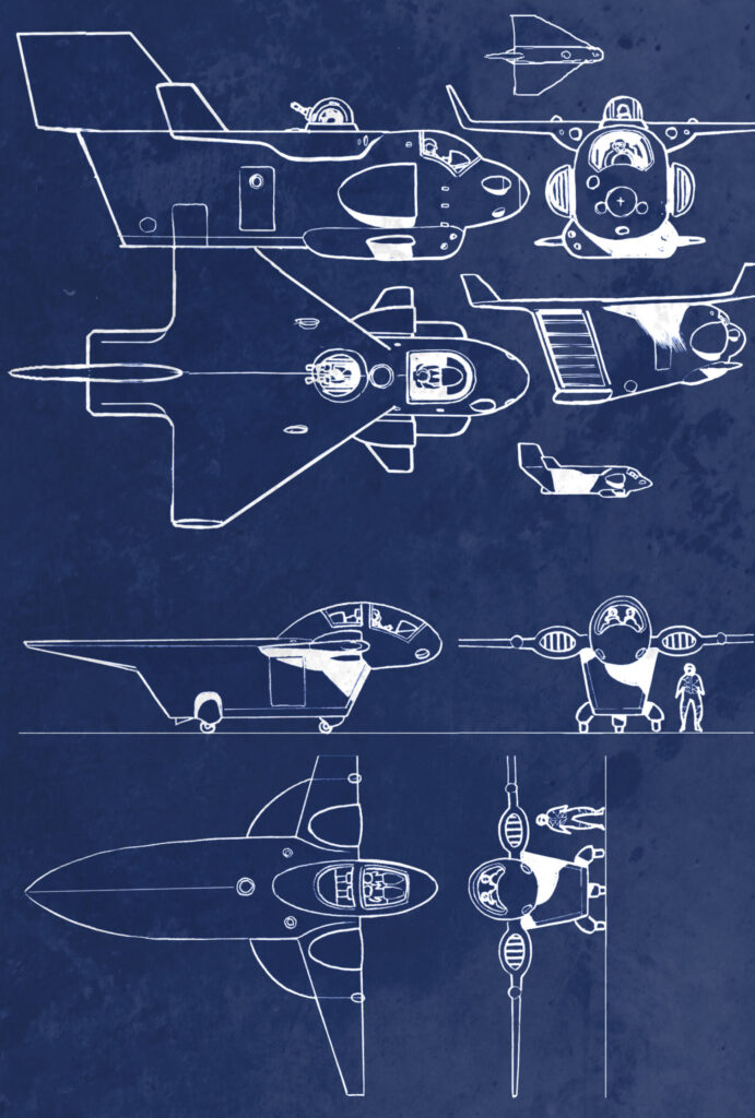 E.M.PRESS Publications - First Men on Mars - Flying Machine Schematic