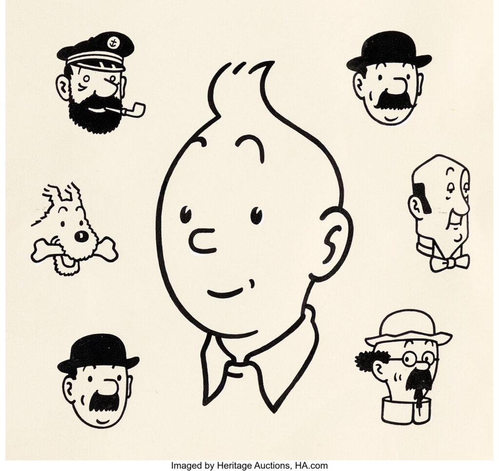 Hergé (Georges Remi dit) Album à colorier Grand Format 6 Illustration Original Art (via Heritage Auctions)