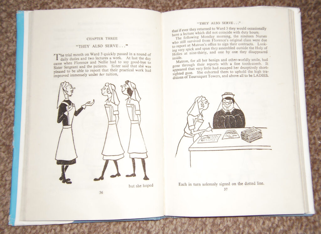 A typical spread from Leave it to Florence written and illustrated by Jane Hope, published in 1954