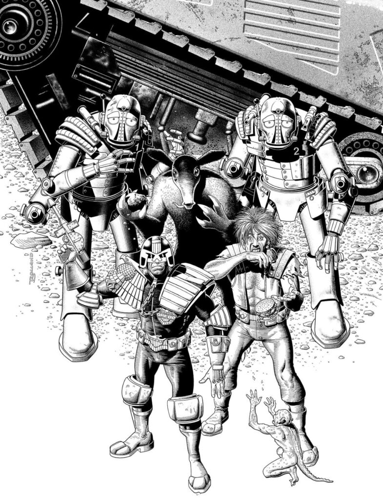 Brian Bolland - the Cursed Earth team, reunited, an early Judge Dredd epic from 2000AD