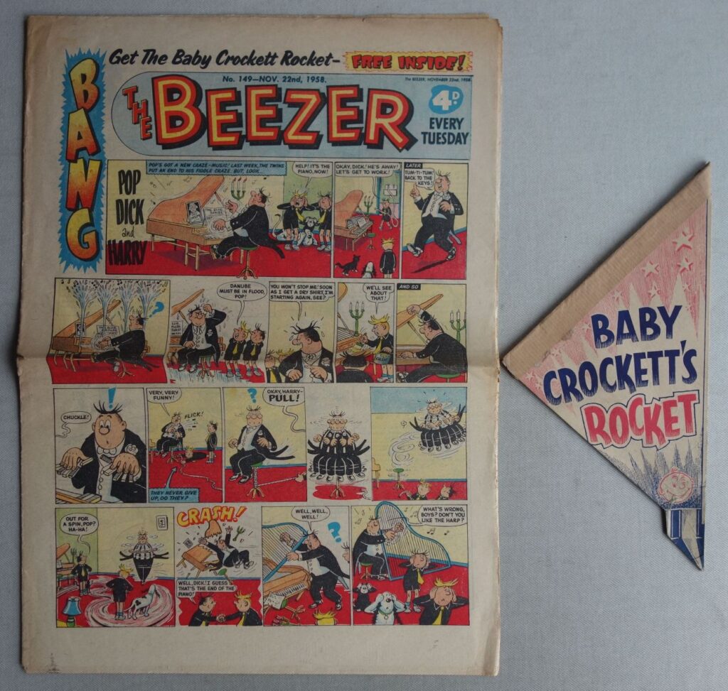 Beezer No. 149 - cover dated 22nd November 1958, With Free Gift - Baby Crockett's Rocket
