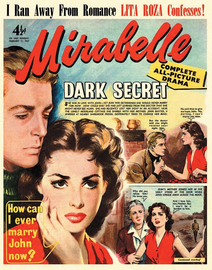 Mirabelle, cover dated 11th February 1957, featuring “Dark Secret”, drawn by Shirley Bellwood