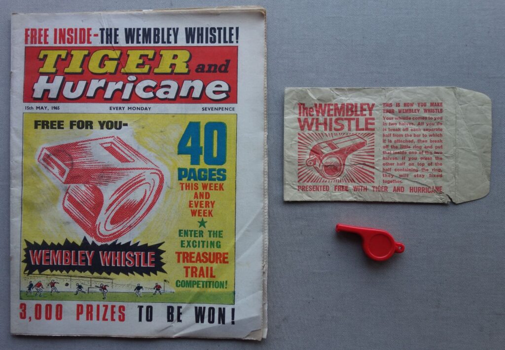 Tiger and Hurricane - cover dated 15th May 1965, With Free Gift, a rare Wembley Whistle