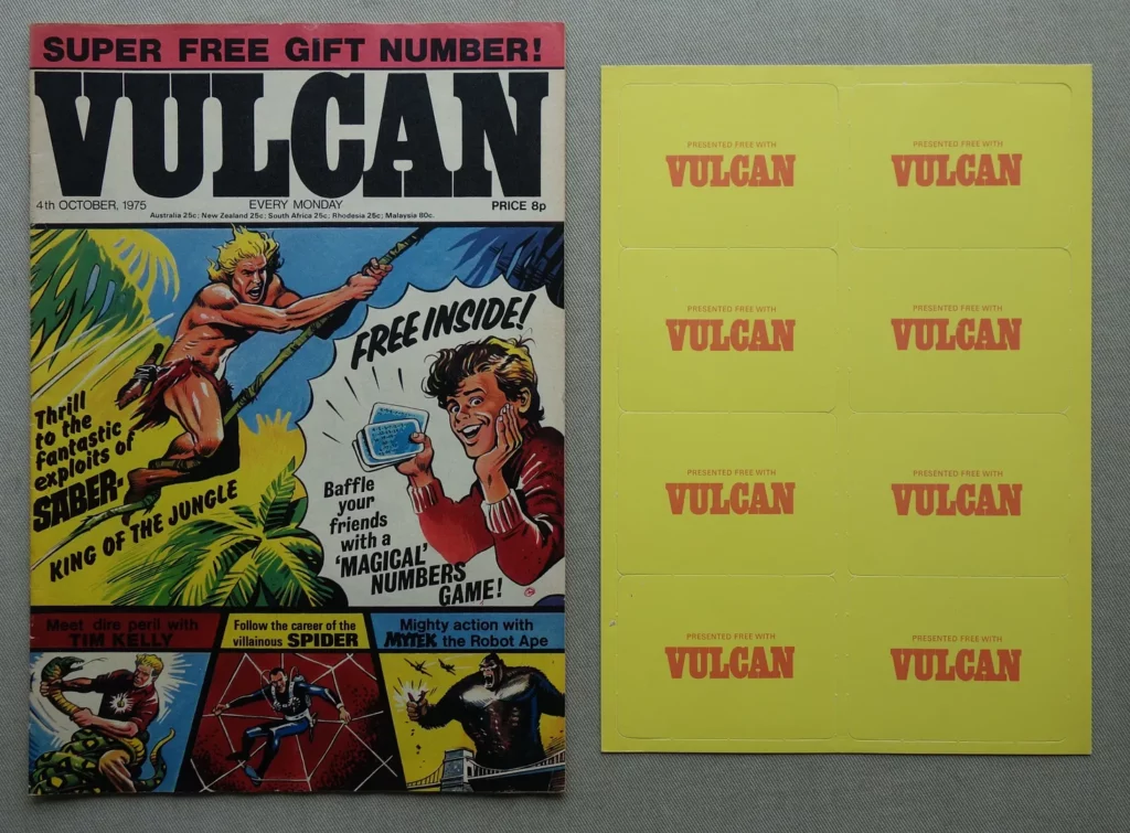 Vulcan No. 2 - cover dated 4th October 1975 With Free Gift Magic Numbers Game