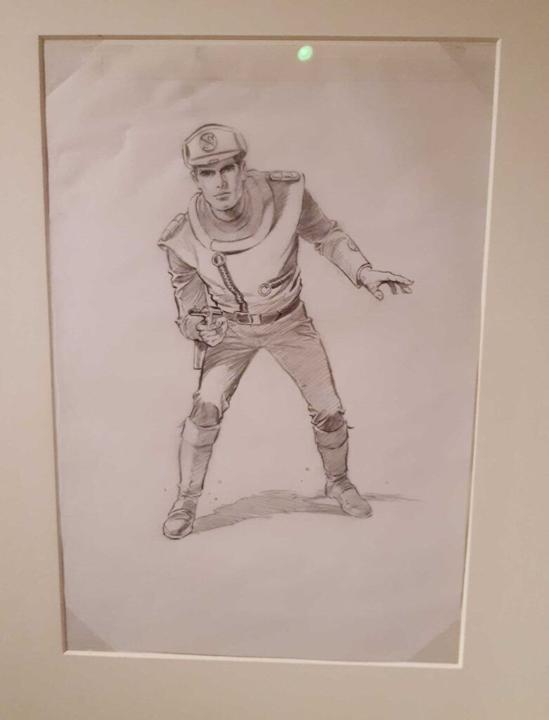 Pencil sketch of Captain Scarlet by Mike Noble for Big Chief figure box (2017)