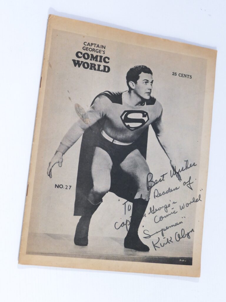 Captain George's Comic World #27, and American fanzine published in 1970 and signed on the front cover by Kirk Alyn, the original Superman actor