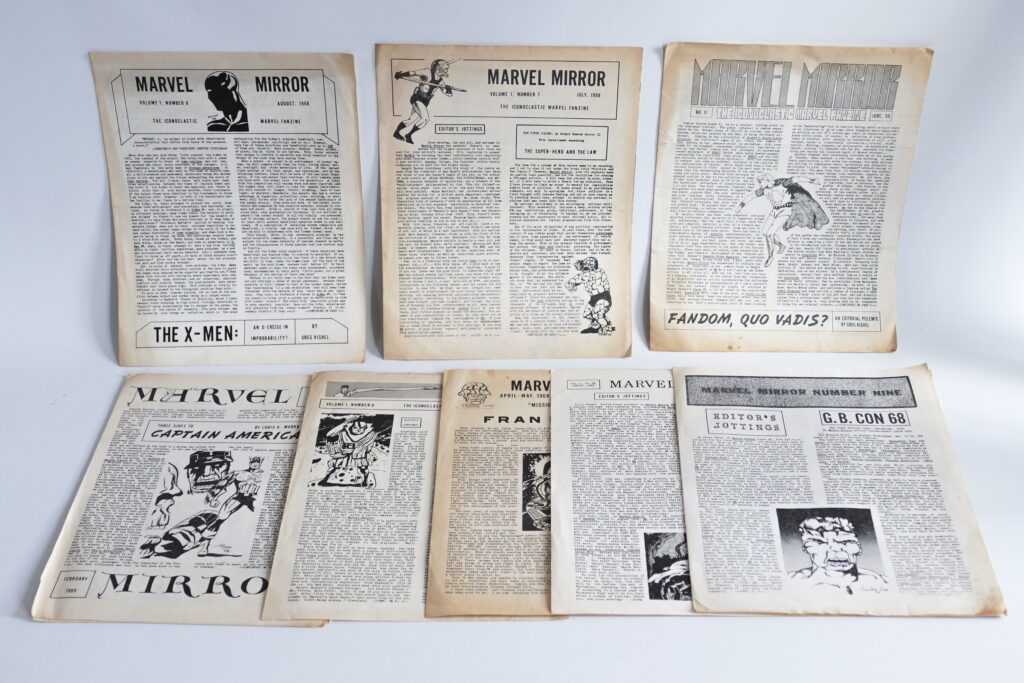 A number of the rare fanzine Marvel Mirror, published in the 1960s. (The auction description doesn't indicate if this is an American or British fanzine)