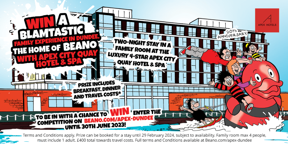 Beano and Apex City Quay Hotel & Spa Blamtastic Competition 2023