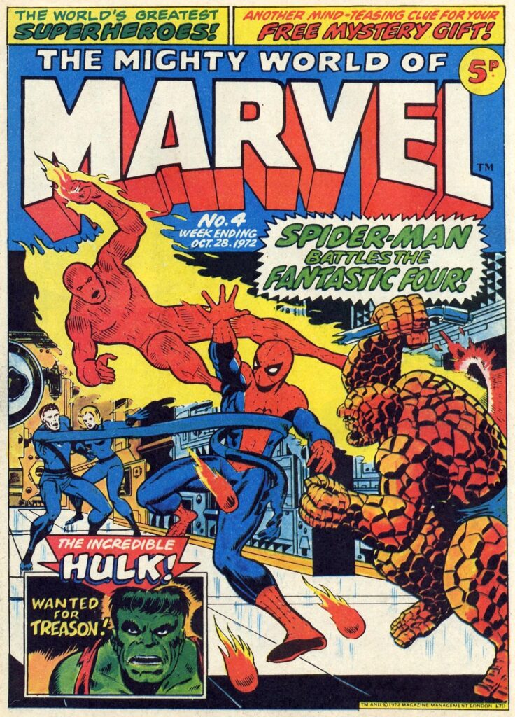 MWOM Issue 4 featured cover art by Jim Starlin and Joe Sinnott, which was produced exclusively for the Marvel UK weekly