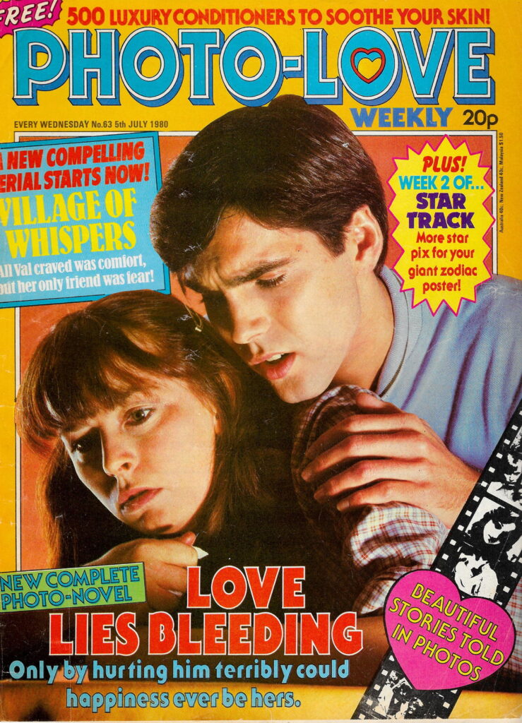 Photo Love cover dated 5th July 1980, with Howards' story "Love Lies Bleeding", filmed in the disused lock ups of the old Covent Garden market