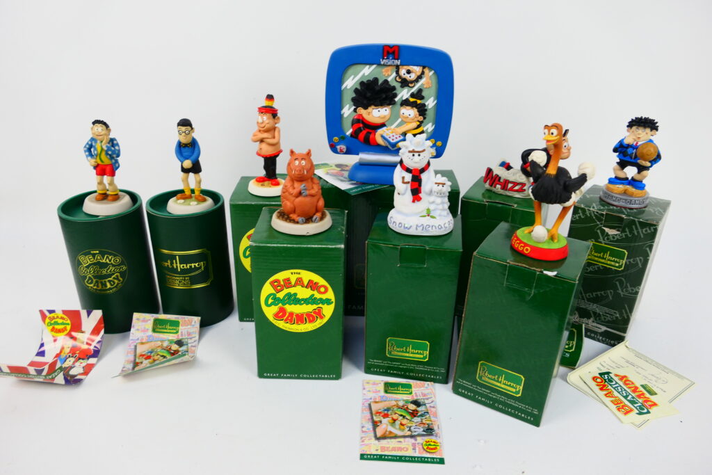 A collection of boxed Robert Harrop Beano Dandy Collection figures and groups including  Little Plum, Big Eggo, Billy Whizz and more