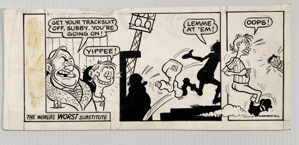 A "Subby" strip for Football Picture Story (1986) by Jerry Swaffield © DC Thomson Media