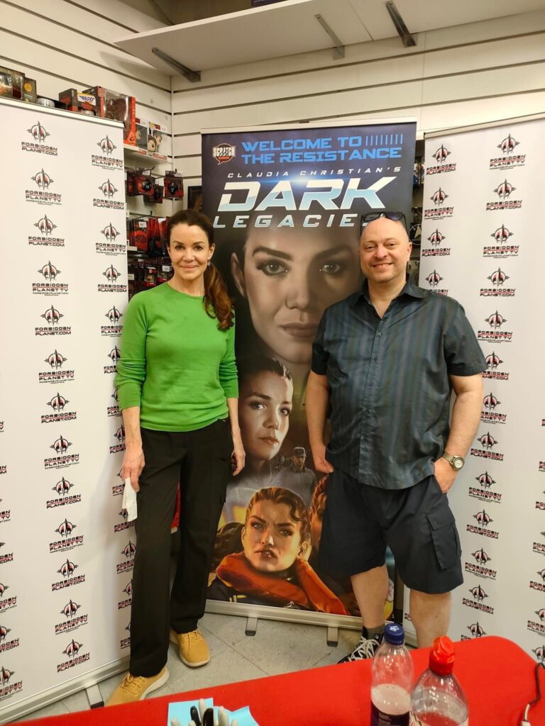 Actress and writer Claudia Christian and Scratch Comics publisher Shane Chebsey at a Forbidden Planet signing event earlier this year. Photo: Scratch Comics