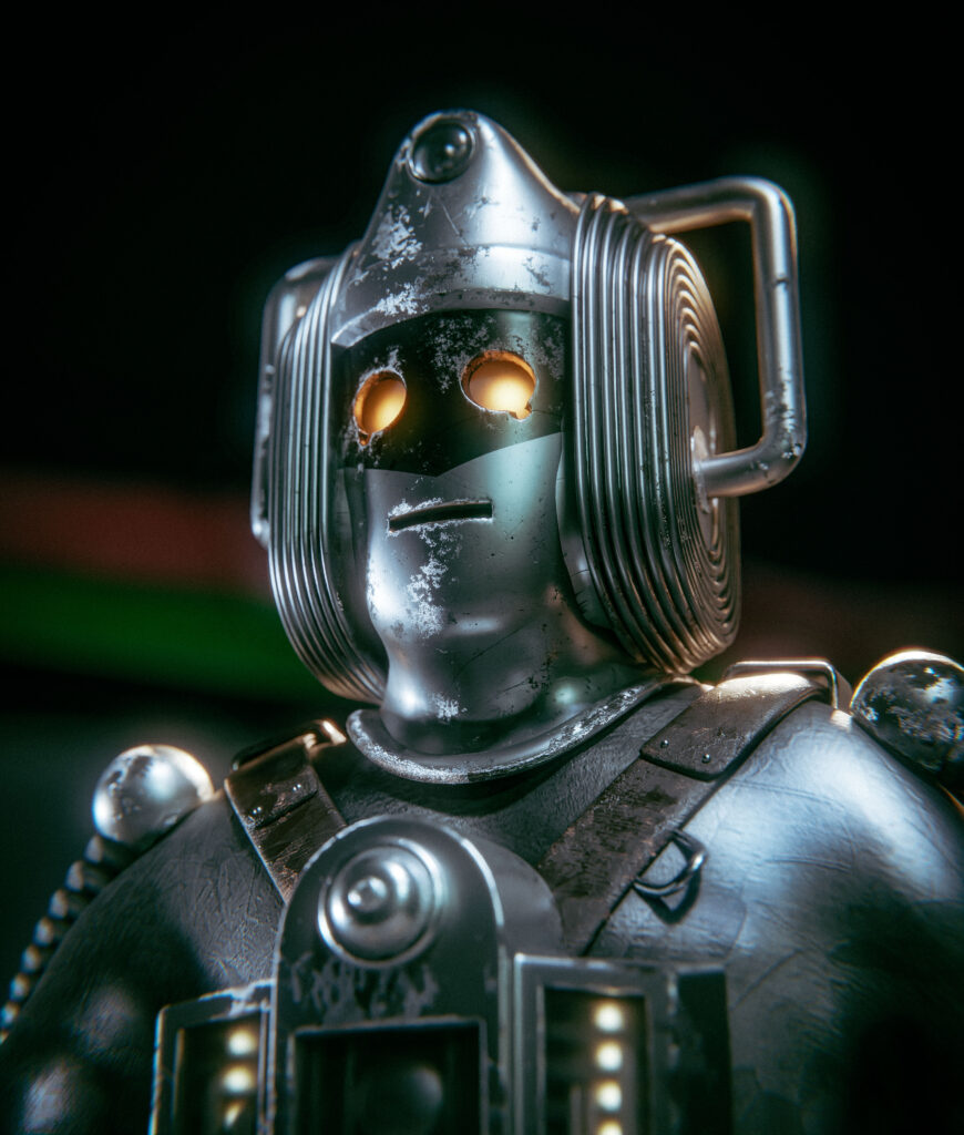 Kroton, "The Cyberman with a Soul", who features on the cover of "Cybermen: The Ultimate Comic Strip Collection". Art by Anthony Lamb
