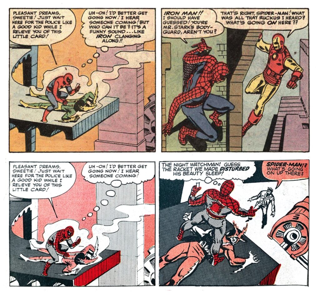 In the UK reprint of The Sinister Six storyline, Iron Man was substituted with a night watchman in an entirely new comic strip panel