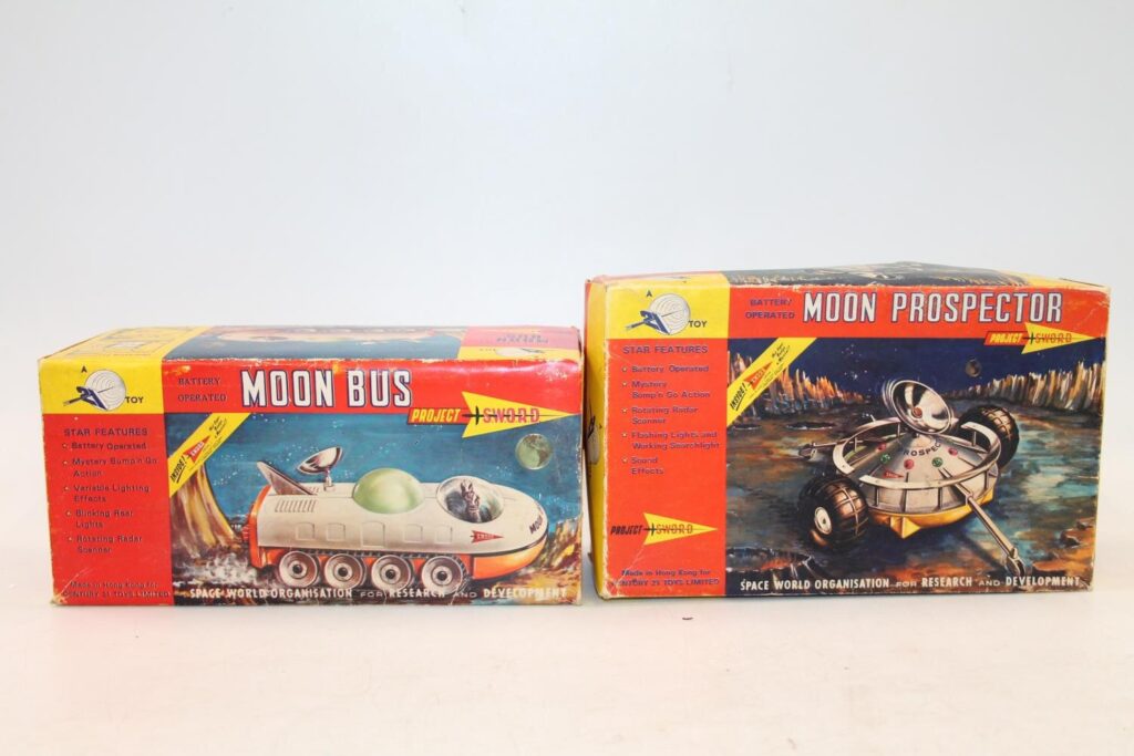 Two 1960s boxed model vehicles - the Project S.W.O.RD. Moon Bus and Moon Prospector, produced by by Century 21 Toys offered in the Thomson Roddick Callan - 3rd August 2023
