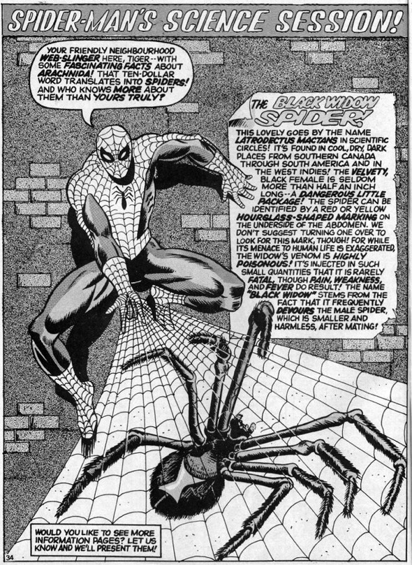 Spider-Man Comics Weekly No. 5 featured an attempt to educate readers with ‘Spider-Man’s Science Session’. This page didn’t catch on. We didn’t want to be educated – we wanted to be entertained!