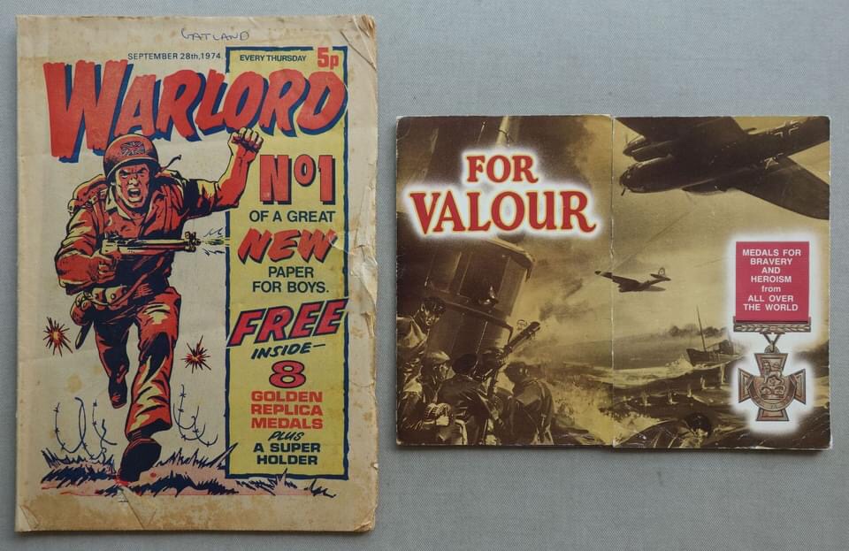 Warlord No. 1, cover dated 28th September 1974, with Free Gift, a For Valour Medals in Holder