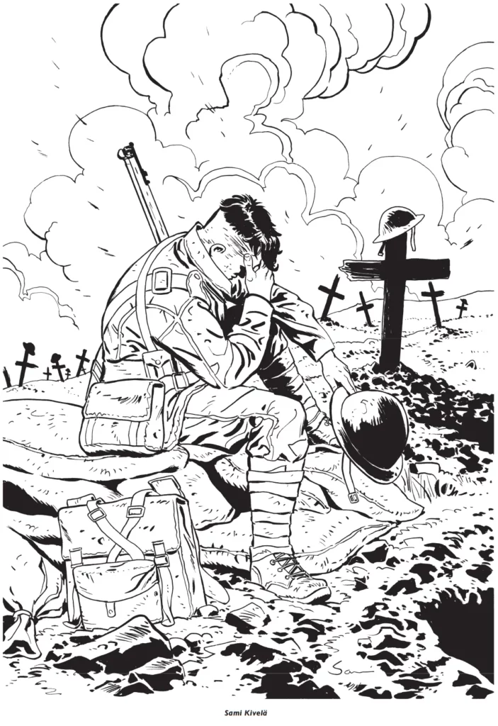 Charley's War tribute art by Sami Kivela, print accompanying the the Finnish release of Charley's War published by KVAAK Kirja and Zum Teufel (2023)