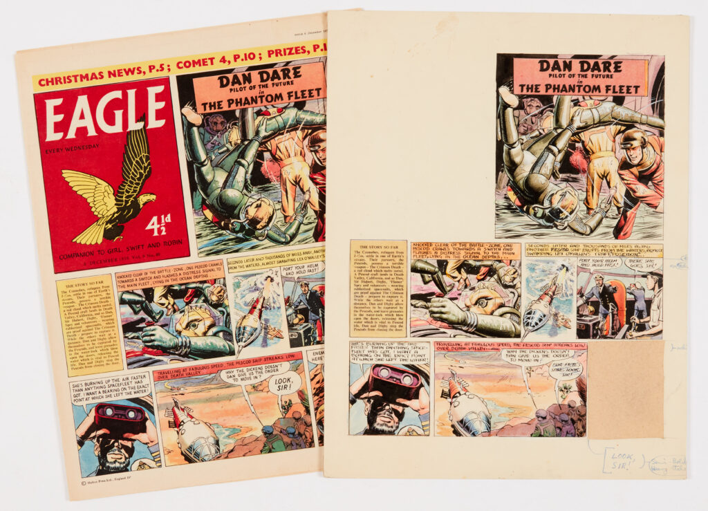 Eagle/Dan Dare original cover preparatory artwork (1958) by Don Harley for The Eagle Vol. 9. No 49 Phantom Fleet episode