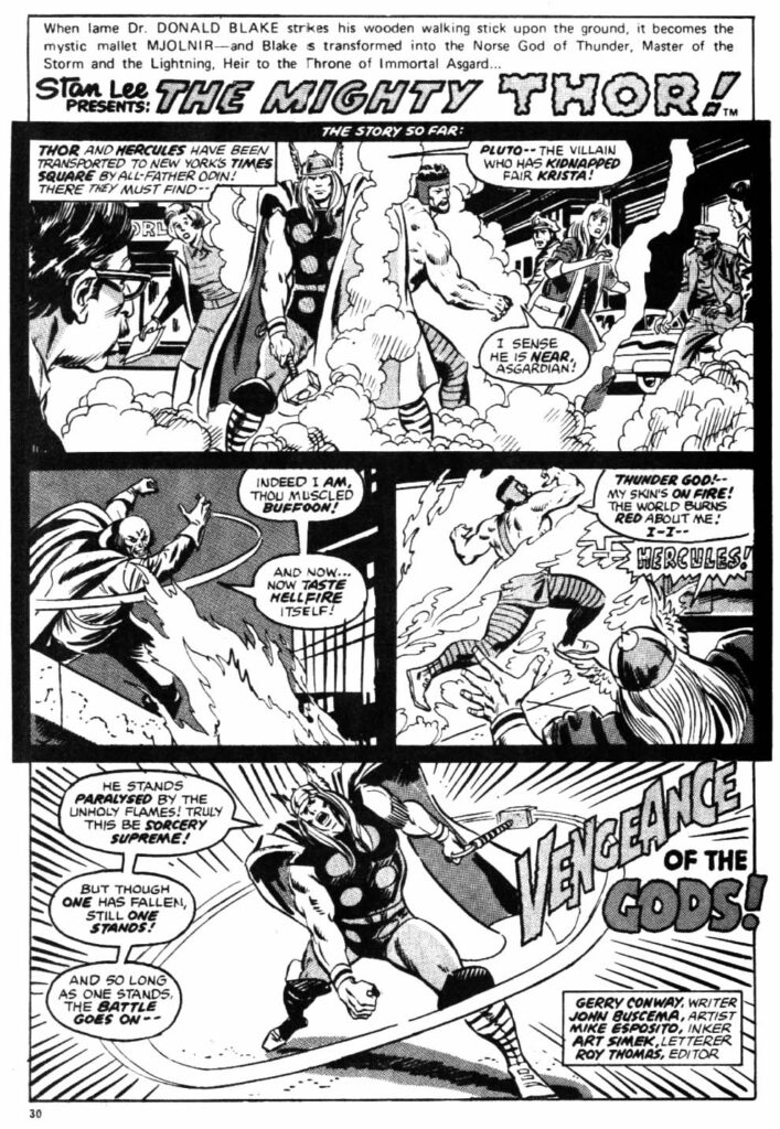 Super Spider-Man No. 288 - Full "The Mighty Thor" recap page, art by John Buscema