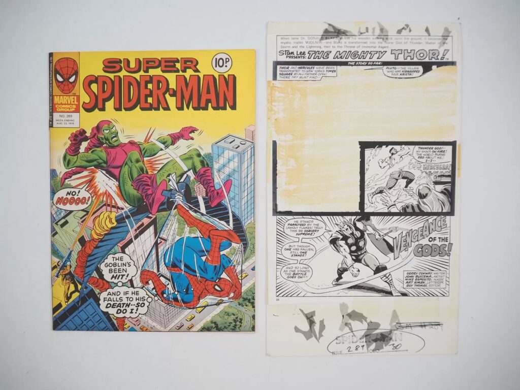 Super Spider-Man #289 - copy of the comic and "Thor" introductory page