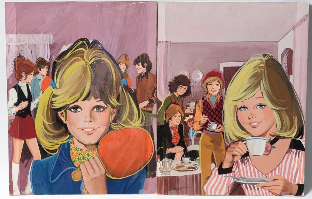 Original Front Cover Artwork for Fleetway Publications' by Roger Hall for the girls' comic "Tina", published 10 January 1970, with artist's label verso, gouache on board, 47 x 39cms, unframed | Peter Hansen Collection