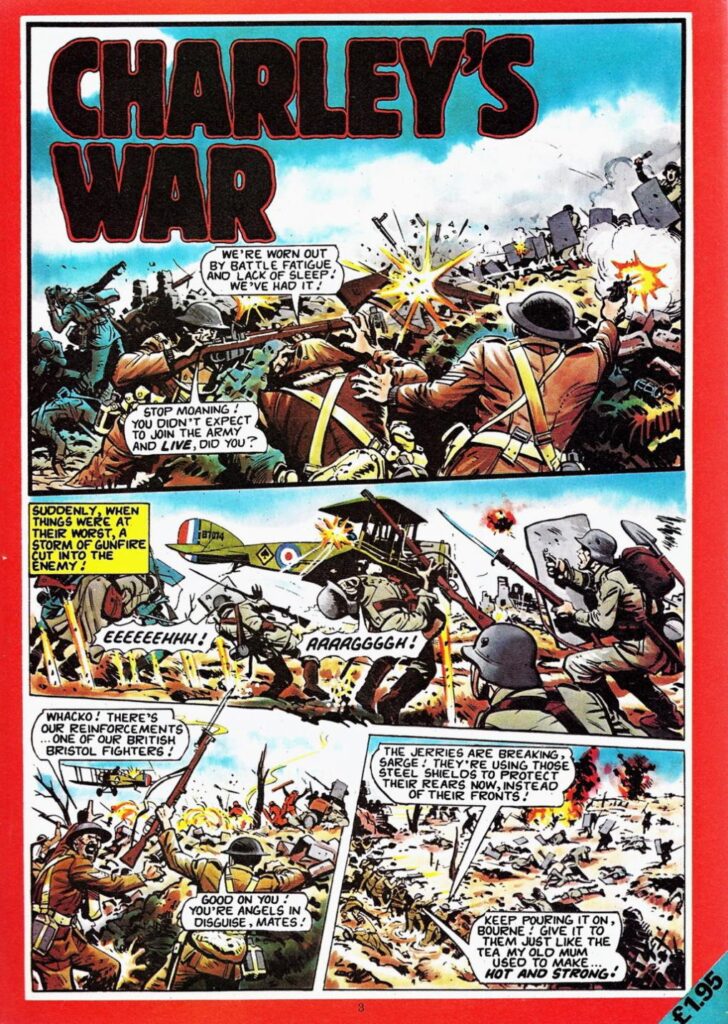 The opening page of a "Charley's War" story for the 1982 Battle Annual, art by Joe Colquhoun, writer unknown