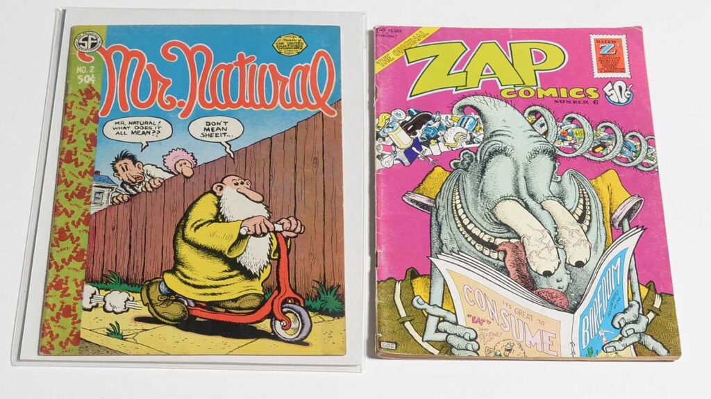 Mr. Natural, No. 2, by San Francisco Comic Book Company (second print) 1971; Zap Comics, No.6 (first print)