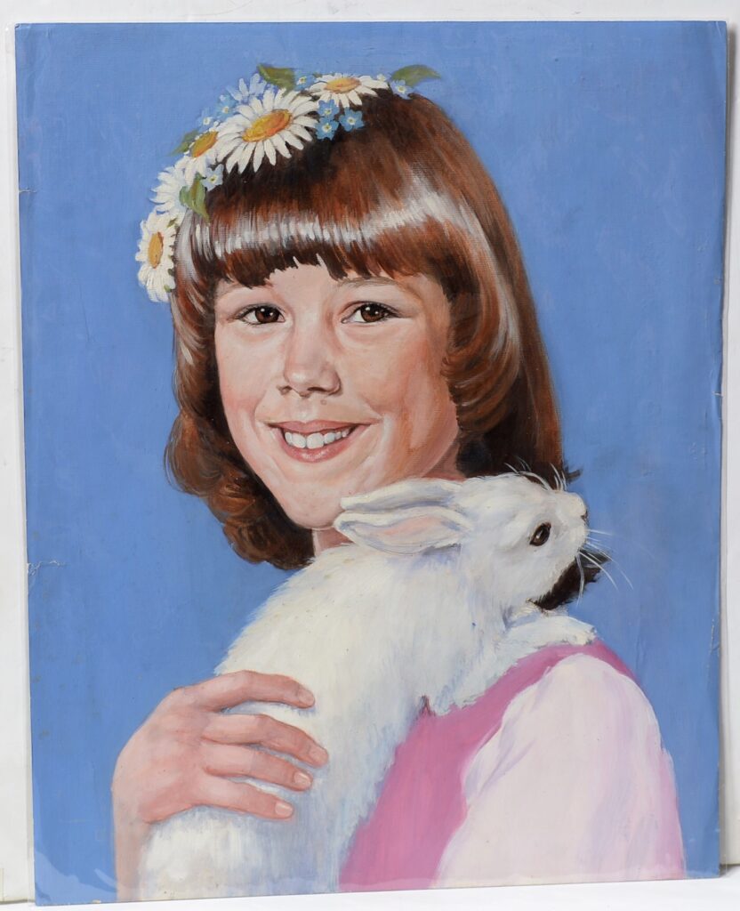 Original Front Cover Artwork for unknown girls comic, possibly for the Dutch version of "Tina", late 1960's oil on unstretched canvas, 51 x 41cms, unframed  | Peter Hansen Collection