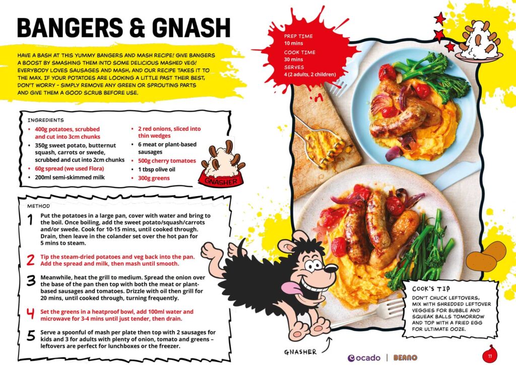 The Ocado x Beano Food Waste Cookbook - Bangers and Gnash