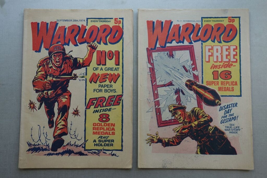 Warlord nos 1 and 2, published September/ October 1974, With Free Gift - A Medal Set
