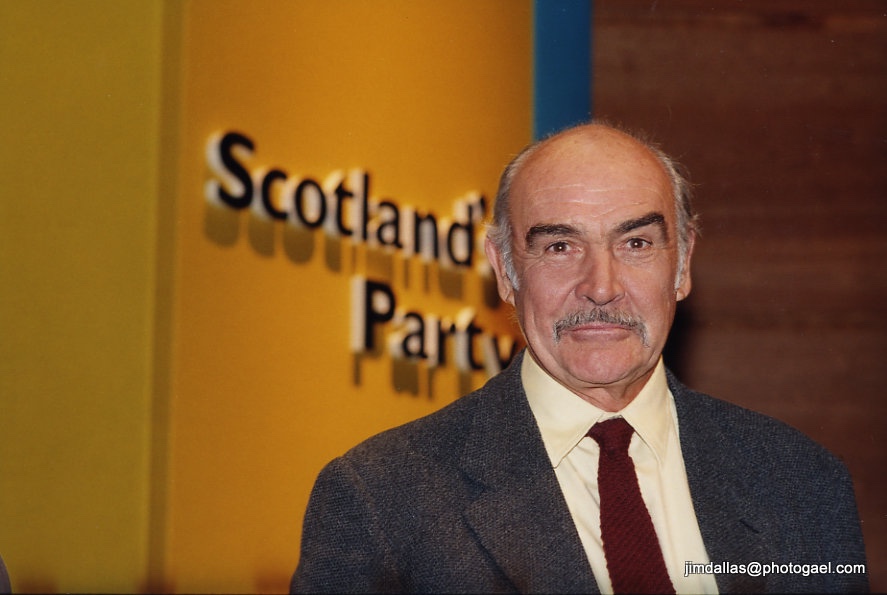 One of Jim’s photographs of the late Sean Connery. “I was very lucky to have photographed him five times,” Jim himself recalled following the actor’s passing in 2020. “Once as Official Photographer when he got the Freedom of the City and I had dinner with the other guests. Another time on a visit to Milestone House as the only photographer in the building. 
“The other times were for the SNP. I spent forty minutes, just me and him in a room. That was incredible privilege. We are both from Fountainbridge and we both done the milk. He called me an anarchist in a hotel lift with Alex Salmond and Mike Russell.”